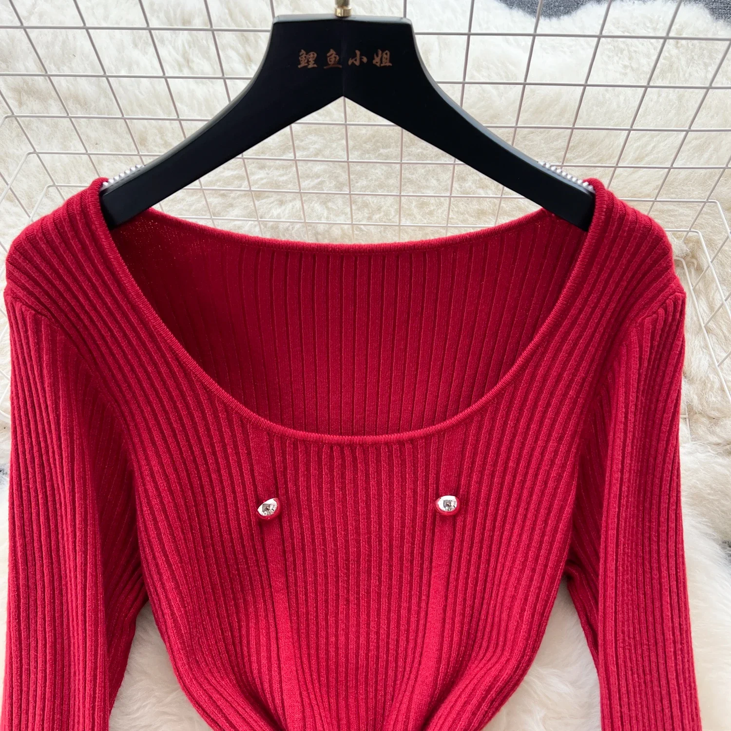Women Soft Elegant Solid O Neck Long Sleeve Double Breasted Bodycon Dress Sexy Fashion Knit Elastic Slim Hip Wrap Sweater Dress