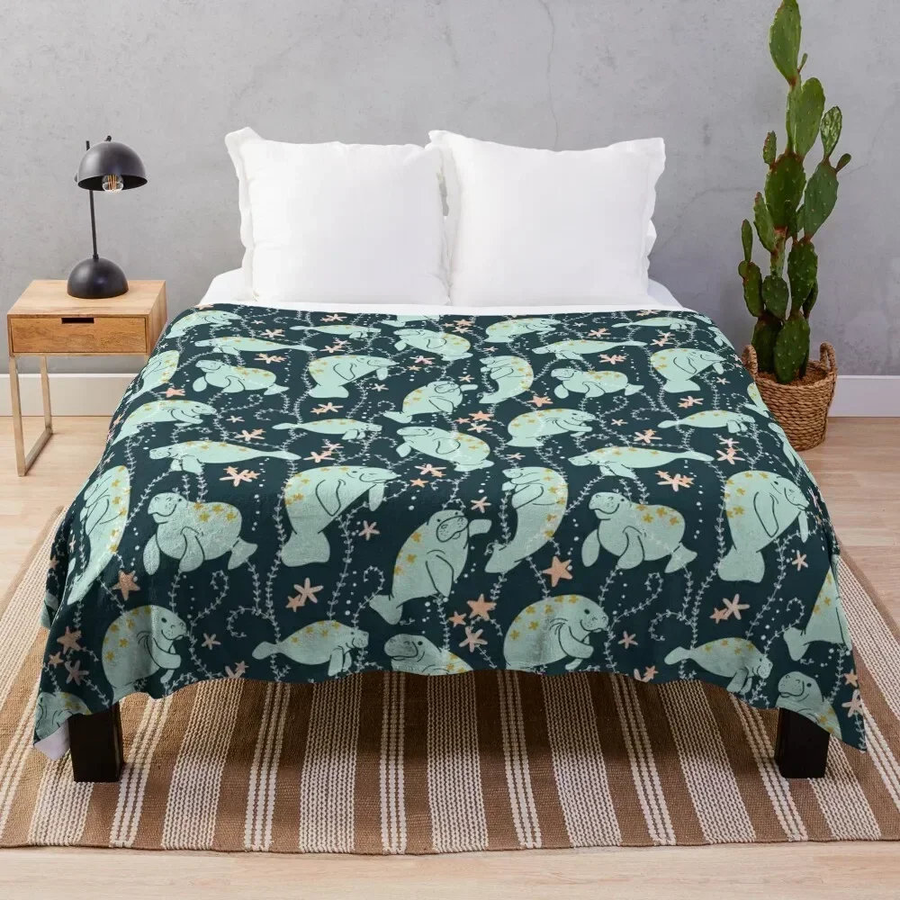 

Oh the Hue-Manatee: Teal Throw Blanket Portable Lightweight Blanket for Travel Camping
