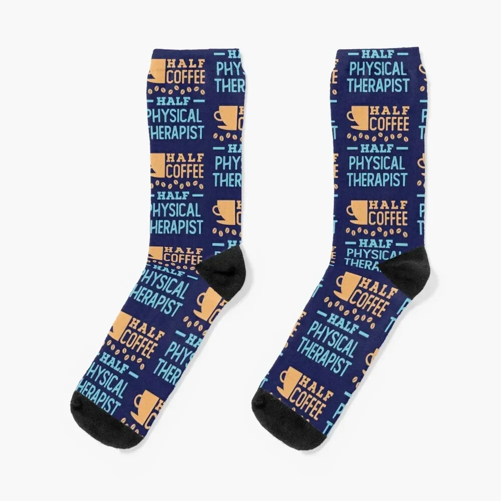 Half Coffee Half Physical Therapist Socks floor christmas stocking basketball Socks Women Men's