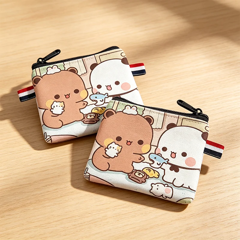 Porte-monnaie en toile à motifs de dessins animés Bubu Dudu, portefeuille pour filles, sac à clés et à monnaie à l’effigie de Bubu et Yier, pochette à fermeture éclair, porte-cartes pour femmes, cadeau.