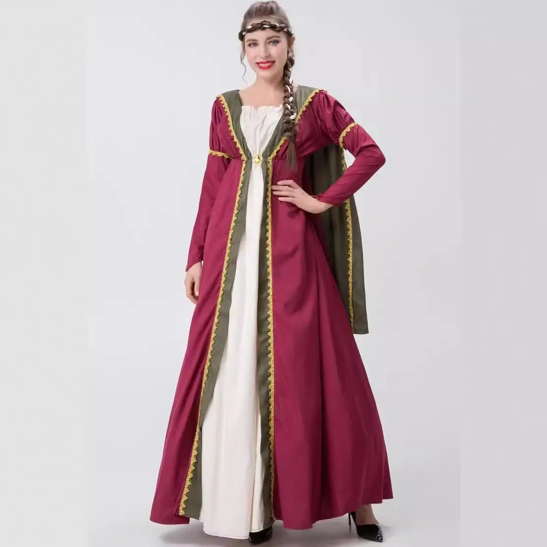 Reine de la cour médiévale loween Country Sle longue tenue de spectacle Dr Costume de scène femme ethnique traditionnelle Faion