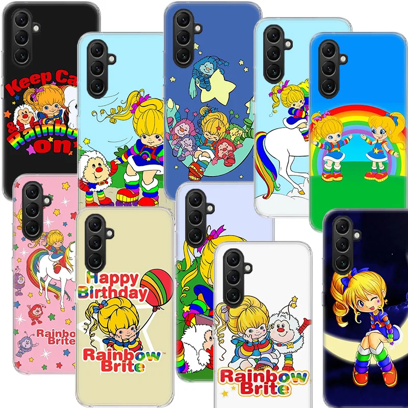 R-레인보우 귀여운 브라이트 전화 케이스 삼성 S25 울트라 S24 FE 갤럭시 A70 A50 A40 A30 A20S A20E M30S M32 M21 J8 J6 J4 M52 M51 A90 A80