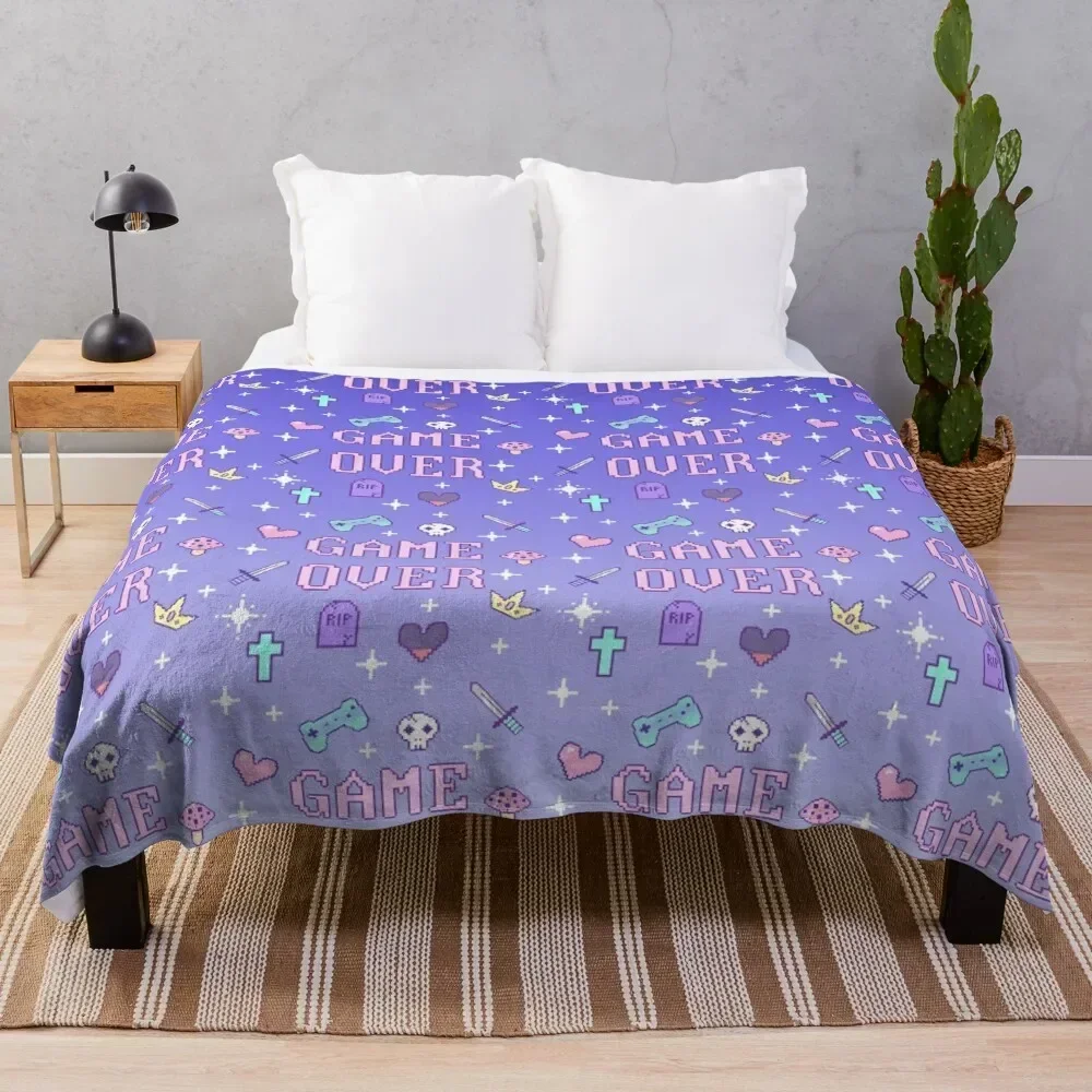 

Game Over (pastel) Throw Blanket Spring Fall Cozy Throw Blanket for Couch