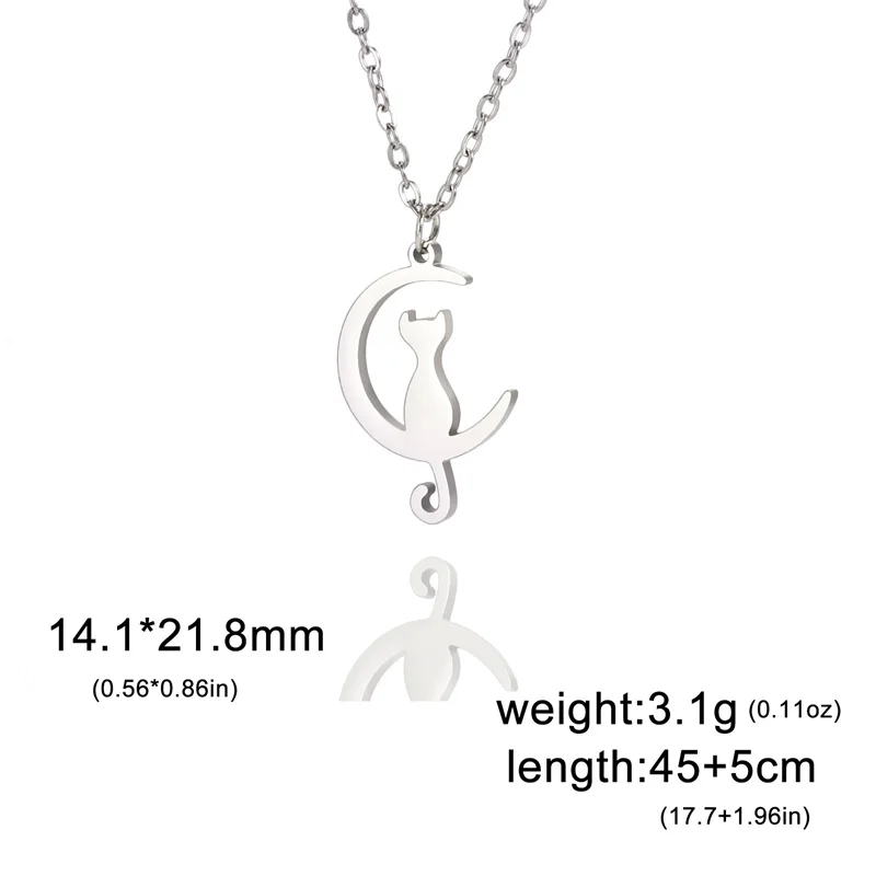 Charme Katze Anhänger Halsketten für Frauen Mädchen Schlüsselbein Mond Kette Choker Halsketten Edelstahl Party Schmuck Geschenke Zubehör – Detail 20