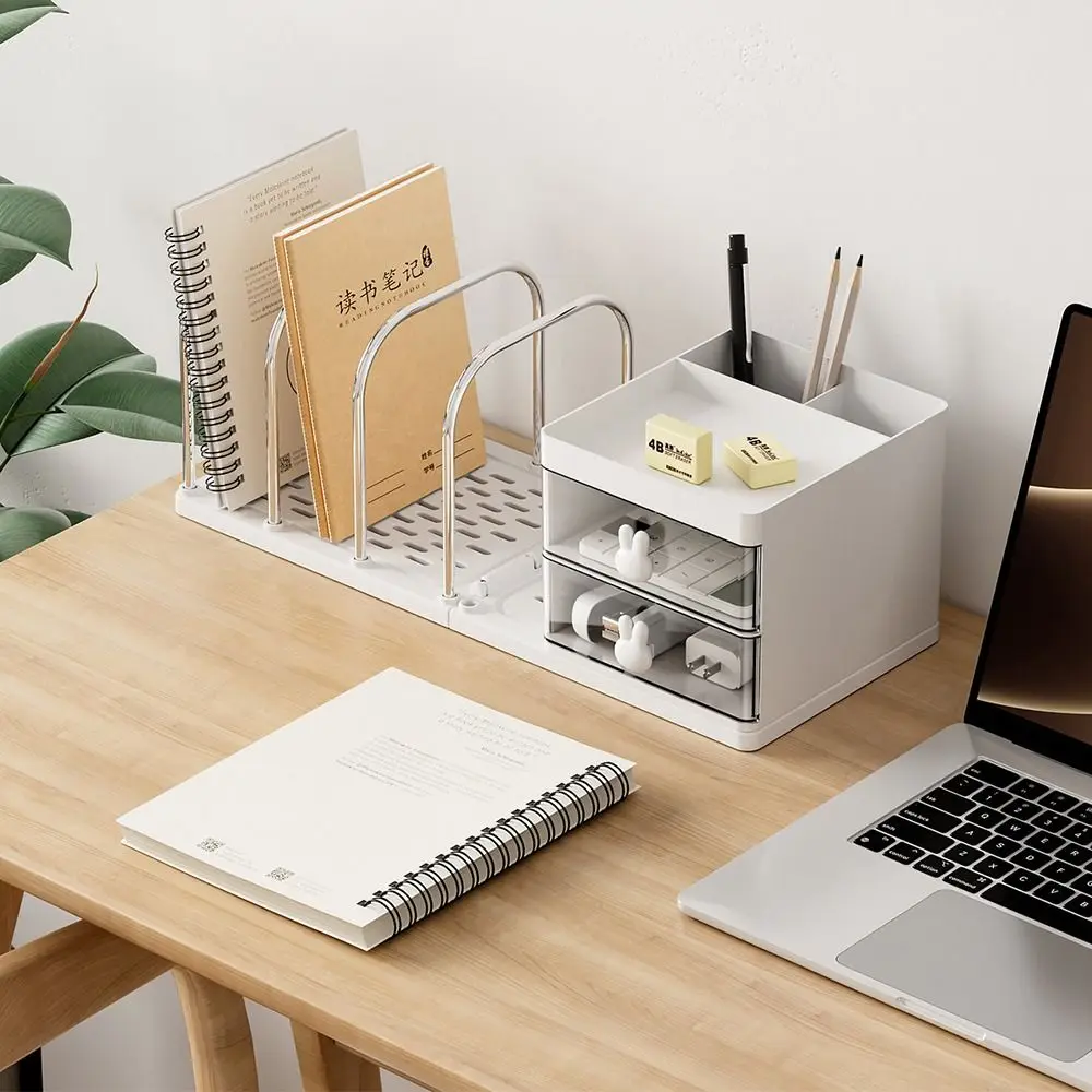 صندوق تخزين بلاستيكي متعدد الوظائف باللون الأبيض والأصفر يوفر مساحة بستة شبكات تصميم حامل كتب سطح المكتب وغرفة الدراسة #4