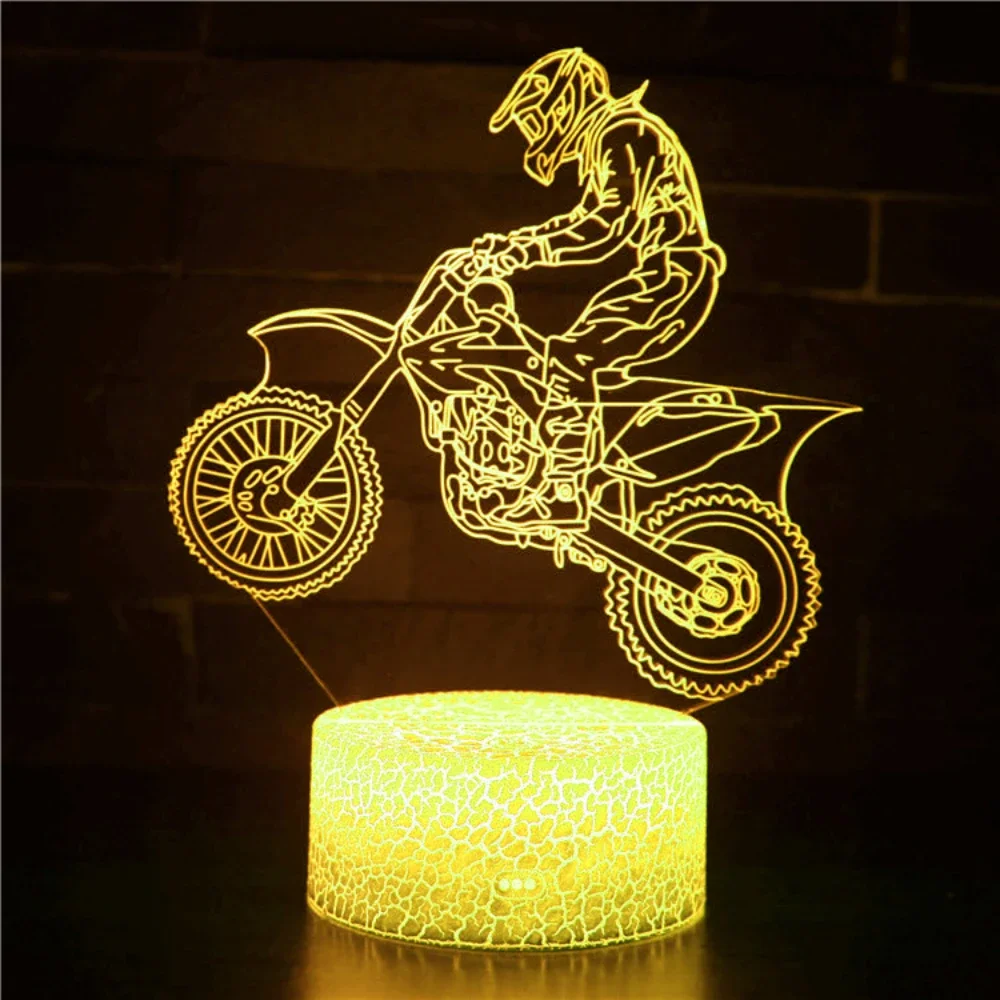 Imagem -03 - Nighdn-motorcycle Rider Led Night Light For Kids 3d Illusion Lamp Decoração do Quarto Aniversário e Presente de Natal Acrílico