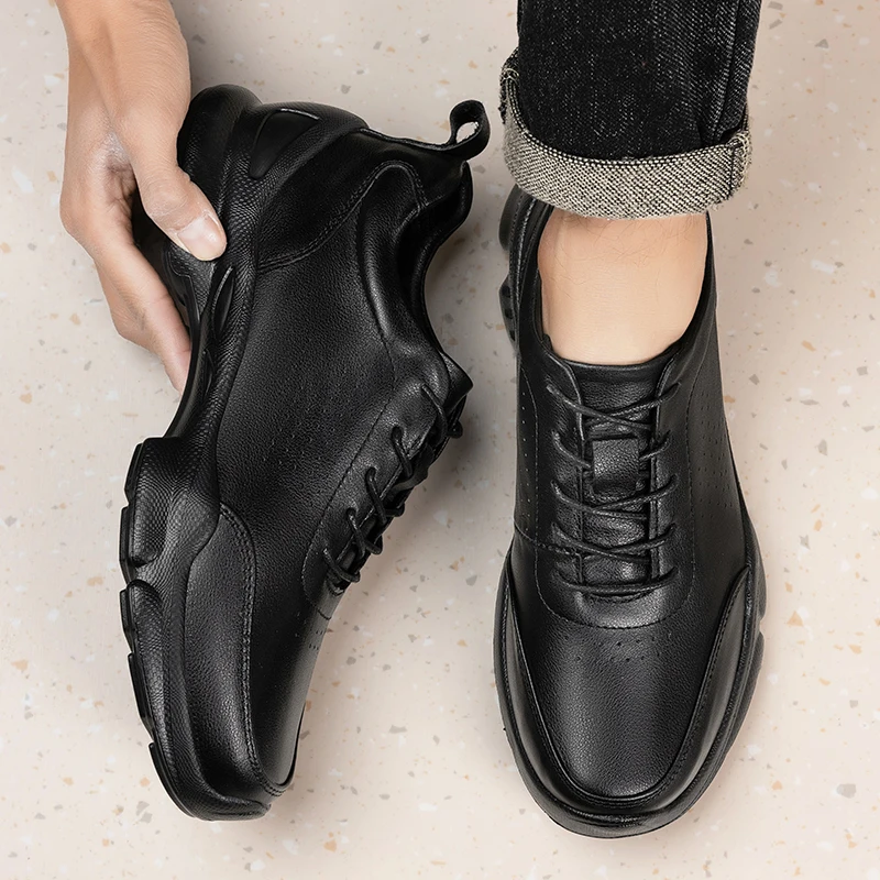 

Fashion Brand Men's Leather Casual Shoes Classic Black Oxford Shoes High-quality Men's Workwear Shoes Thick Sole Versatile