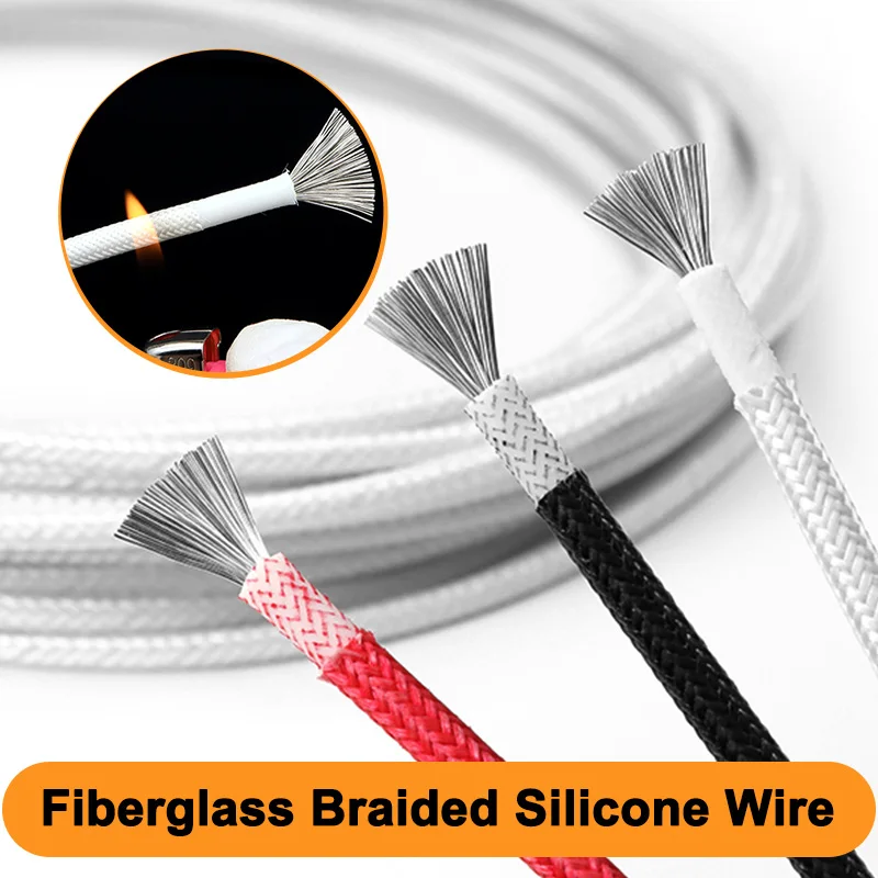 Fiberglass Braided Silicone Wire 0.3mm ~ 6mm Warm Floor Heat Element Equipment Electronic High Temperature Tinned Copper Cables