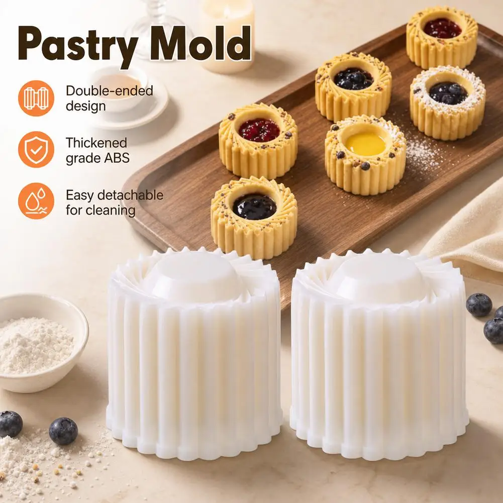 2-in-1 Pastry Mooncake Press Mold Hand Pressure Cake Decorating Tool for DIY Baking Cookies Party Treats ﻿2/4pcs