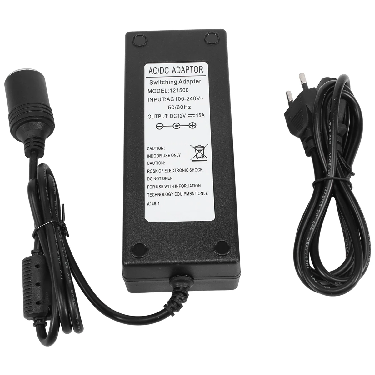Convertidor de corriente para coche, adaptador de corriente de 12V, 15A, 160W, 220V a 12V, enchufe europeo