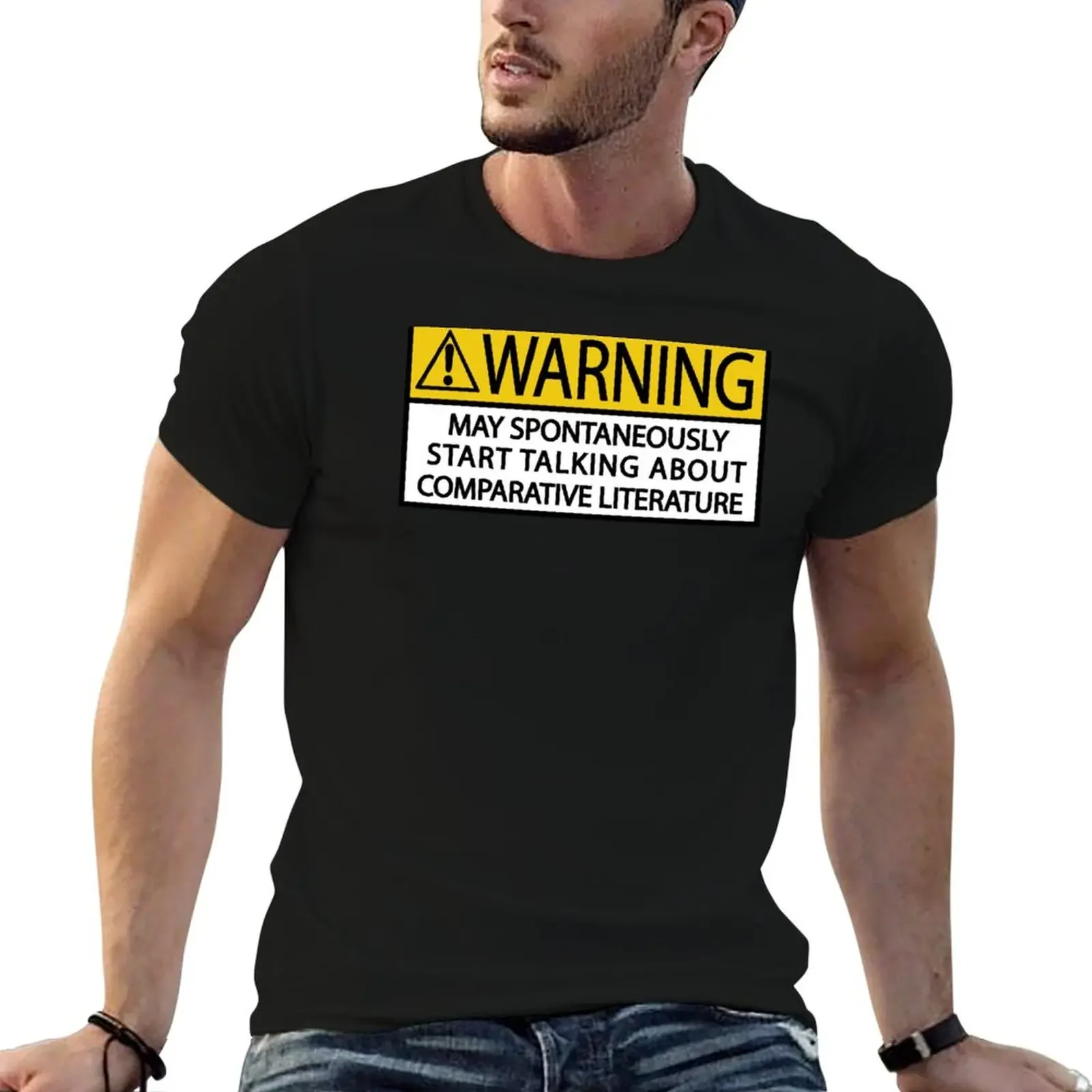 Warning may spontaneously start talking about comparative literature T-Shirt cute tops sublime oversized t shirts for men