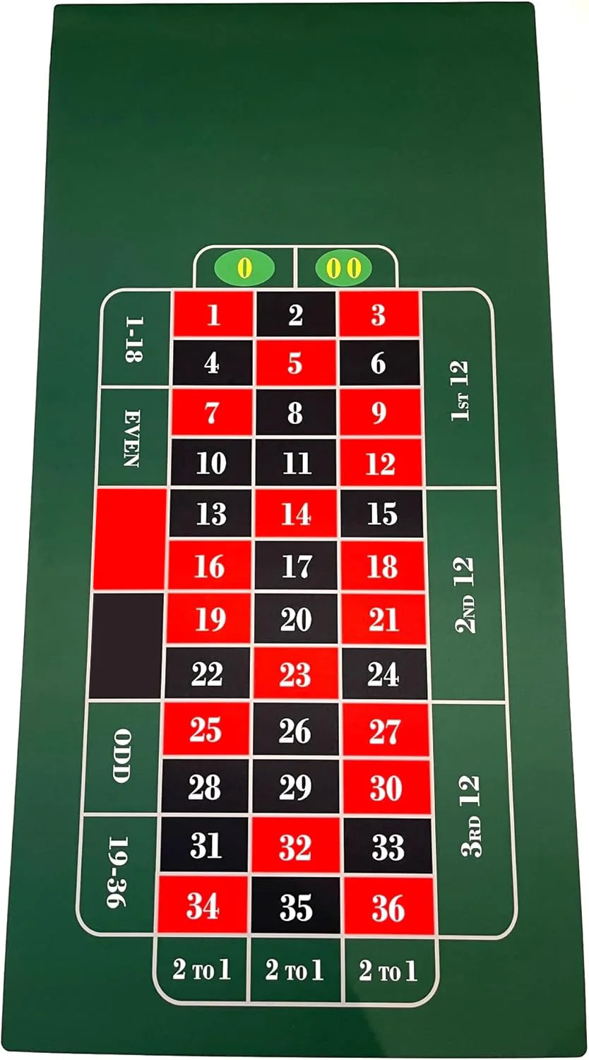 Deluxe 900mm x 1800mm x 2mm Roulette Table Top Casino Mat Board Cloth