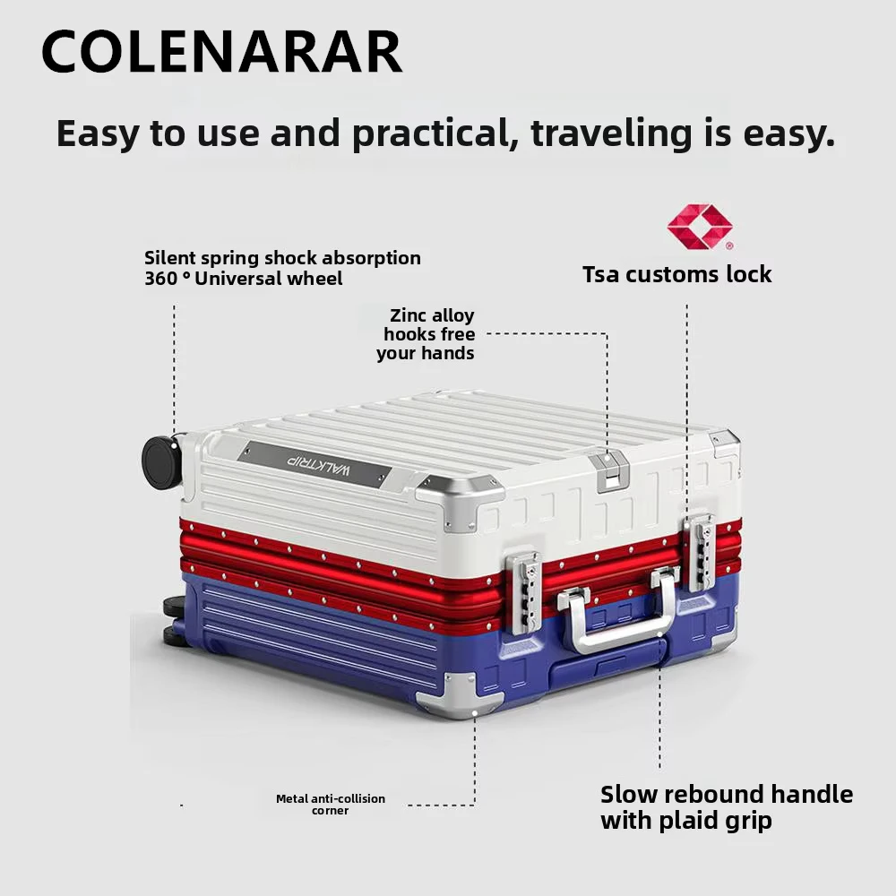 COLENARA 18 Inch Suitcase Small Boarding Box ABS + PC Trolley Case Aluminum Frame Password Box Women's Carry-on Travel Luggage