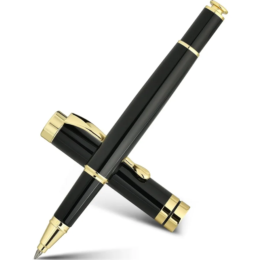 

Шариковые ручки Потрясающая черная хромированная металлическая ручка с золотой отделкой Лучший подарочный набор шариковых ручек для мужчин и женщин Professiol Executive O