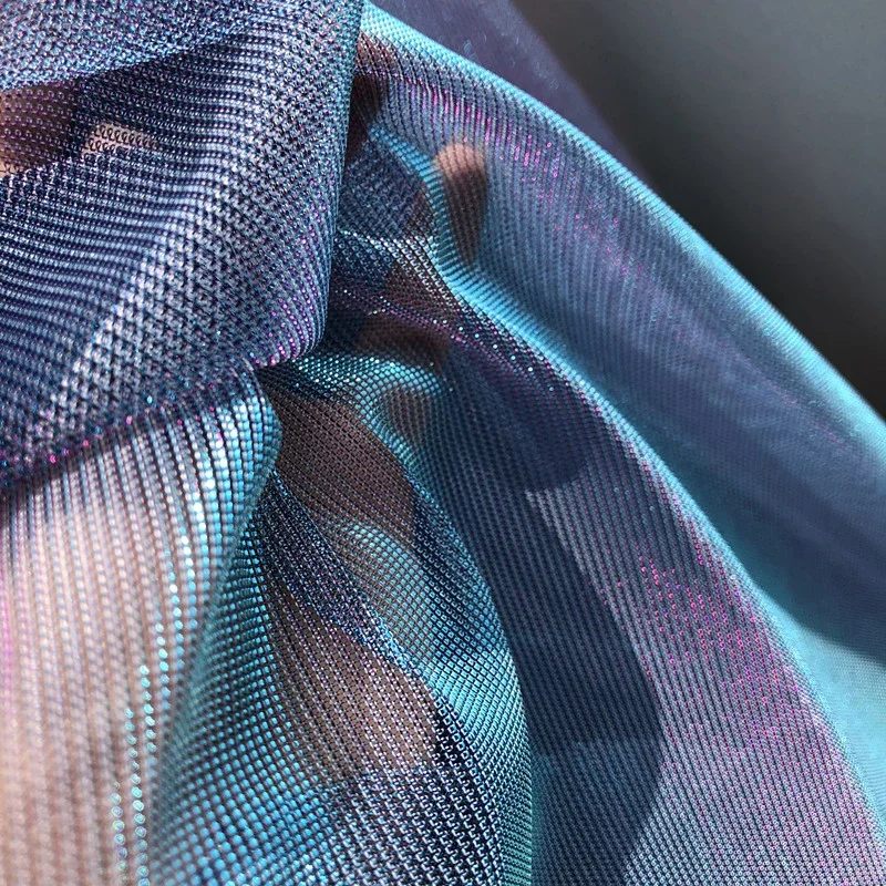 نسيج شبكي بمنظور لامع بالليزر ، ملابس مرحلة هانفو ، مواد خياطة ذاتية الصنع ، قماش نسيج إبداعي ، 150 × 50 سم