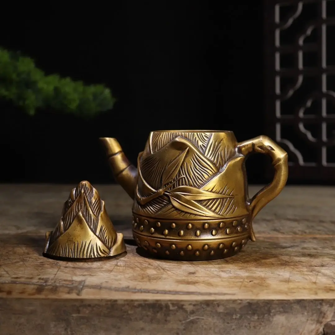 

Copper Collection Brass Bamboo Shoot Pot Teapot Wine Pot Ornament, Exquisite