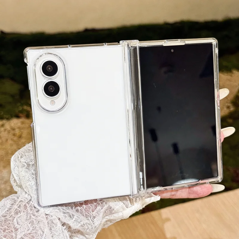Folding Transparent Phone Case For Samsung Galaxy Z Fold8 Ultra Fold7 Fold6 Fold5 Shockproof Hard PC Cover For Samsung Z Fold8
