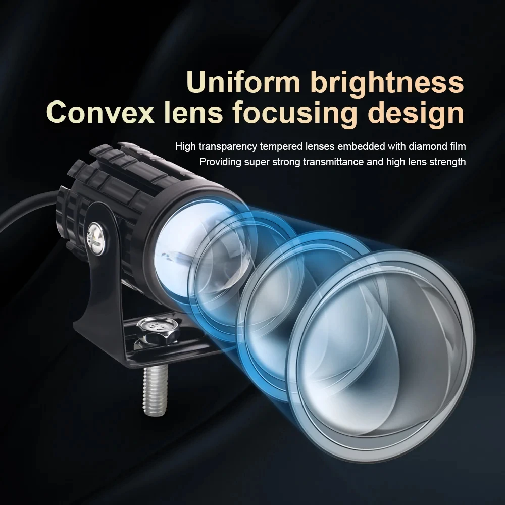 Motorcycle LED Headlight Dual Color Universal Spotlights Fog Light Mini Driving Light 24/12V for Truck Moto Trailer ATV Scooter image 4