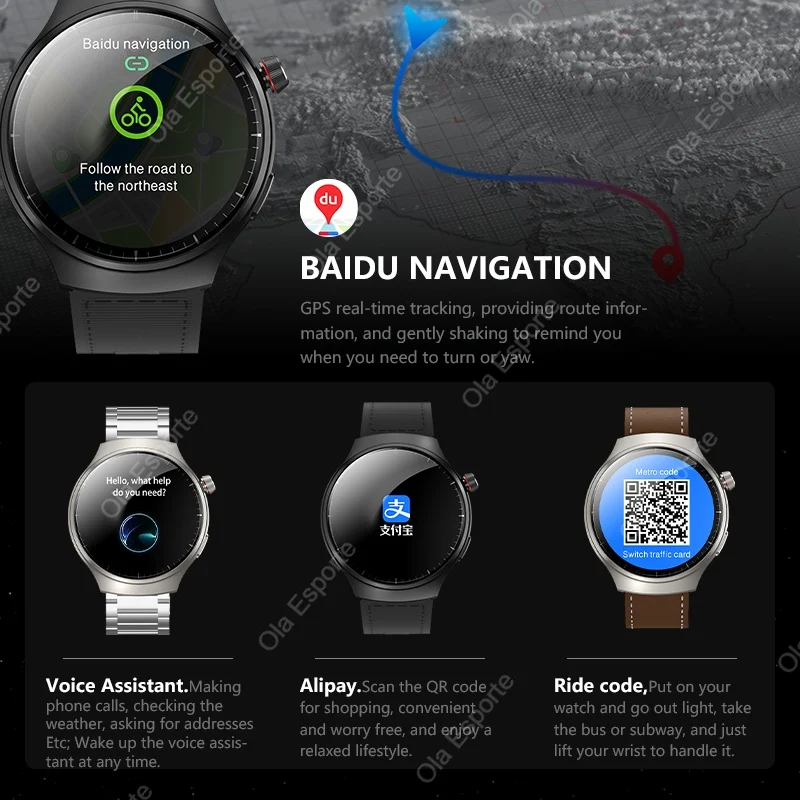 + 3 قطعة ساعة GPS 4 Pro ساعة ذكية للرجال شاشة AMOLED AI ChatGPT معدل ضربات القلب بلوتوث مكالمات IP68 مقاوم للماء ساعة ذكية لنظام أندرويد