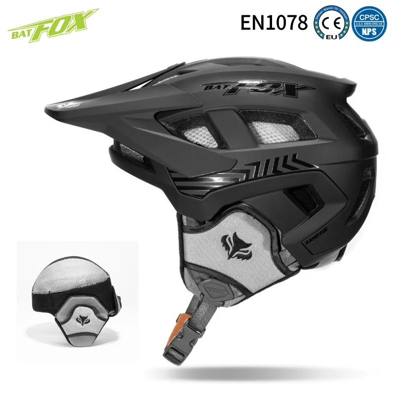 

Шлем для горного велосипеда BATFOX, сменная теплая защитная подкладка для ушей, зимний электрический скутер, безопасное велосипедное снаряжение, велосипедные шлемы MTB