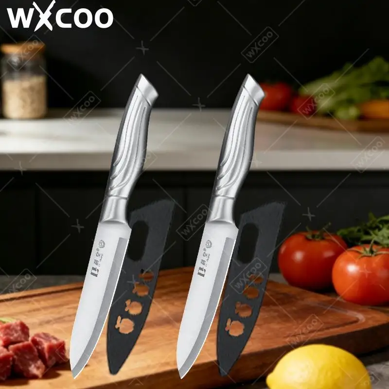WXCOO Housheold Fruit Paring Utility Knife Set Stainless Steel Kitchen Knife Meat Cleaver Vegetable Knife with Steel Handle