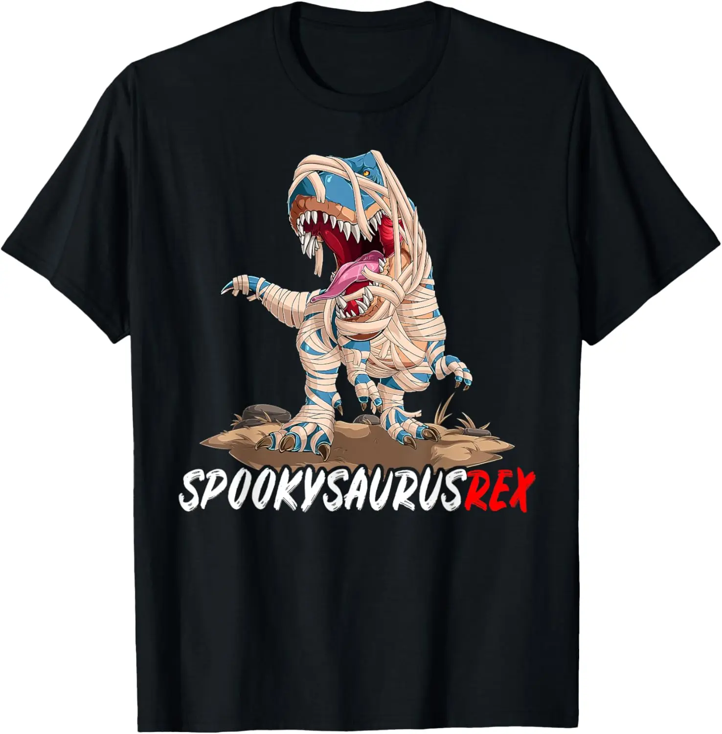 SPOOKVSAURUSREX Trex Dino Mummy Funny Horror T-Shirt Women Men 100% Cotton T Shirt Anime Clothes Vintage Classic Streetwear Tops