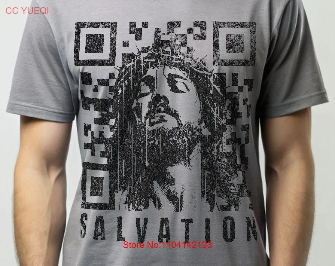 Yeshua Jesus Salvation QR CODE T Shirt Comfort Colors Savior of the World Christian Faith Baptism  long or short sleeves