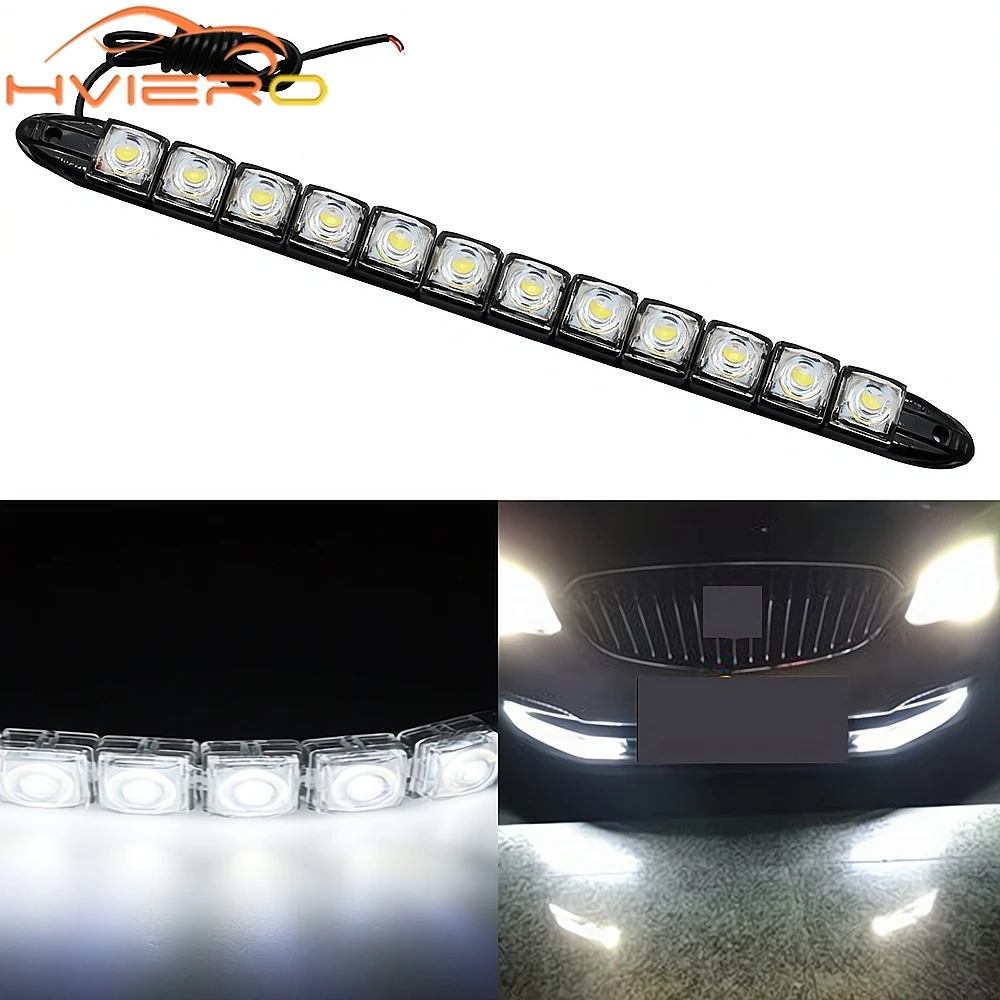 1PCS Auto Lamp Car Daytime Running Light Turn Led 12LED Waterproof Day White Signal HeadLamp Parking Bulb Fog DC 12V Modify