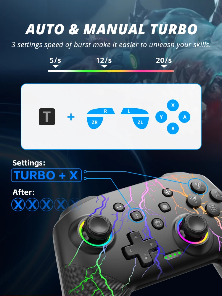 Wireless Controller For Nintendo Switch OLED Console Pro Gamepad with Rechargeable Battery Programmable Turbo Function RGB Light image 5