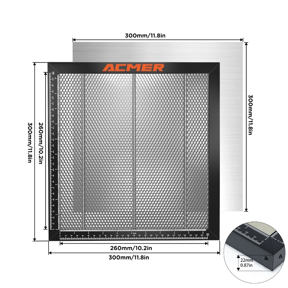 ACMER Laser-Gravur-Wabenplatte für CO2 CNC Diodenlaser-Gravier- und Schneidemaschine, Wabenplatte 400X400mm 440X440mm