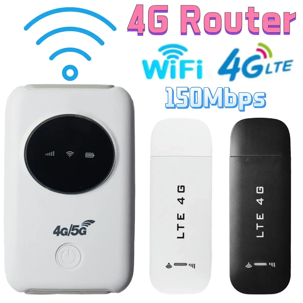 

4G LTE Router Portable Wireless WiFi Router Modem 3200mAh 150Mbps Mobile Hotspot Broadband Wide Coverage with SIM Card Slot
