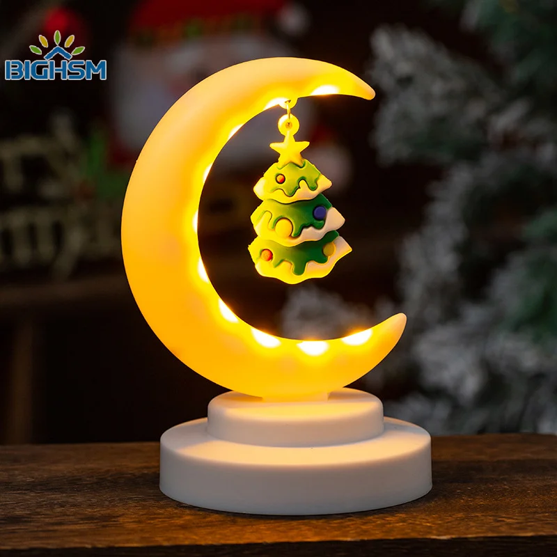 Santa Claus Moon Night Light Christmas Decorations Perfect Gifts For Kids Window Displays Table Ornaments