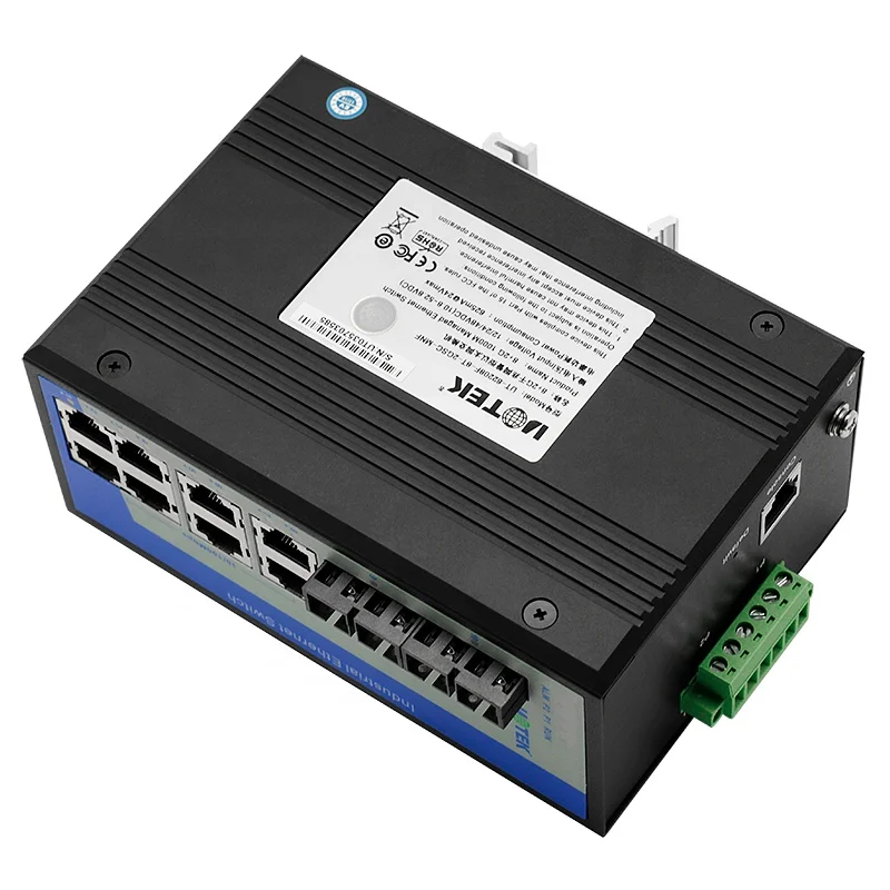 

UOTEK UT-62208F-8T-2GSC-MNF Управляемый 8 электрических портов 100 м + 2 гигабитных оптоволоконных порта 1000 м, промышленный коммутатор Ethernet на DIN-рейке