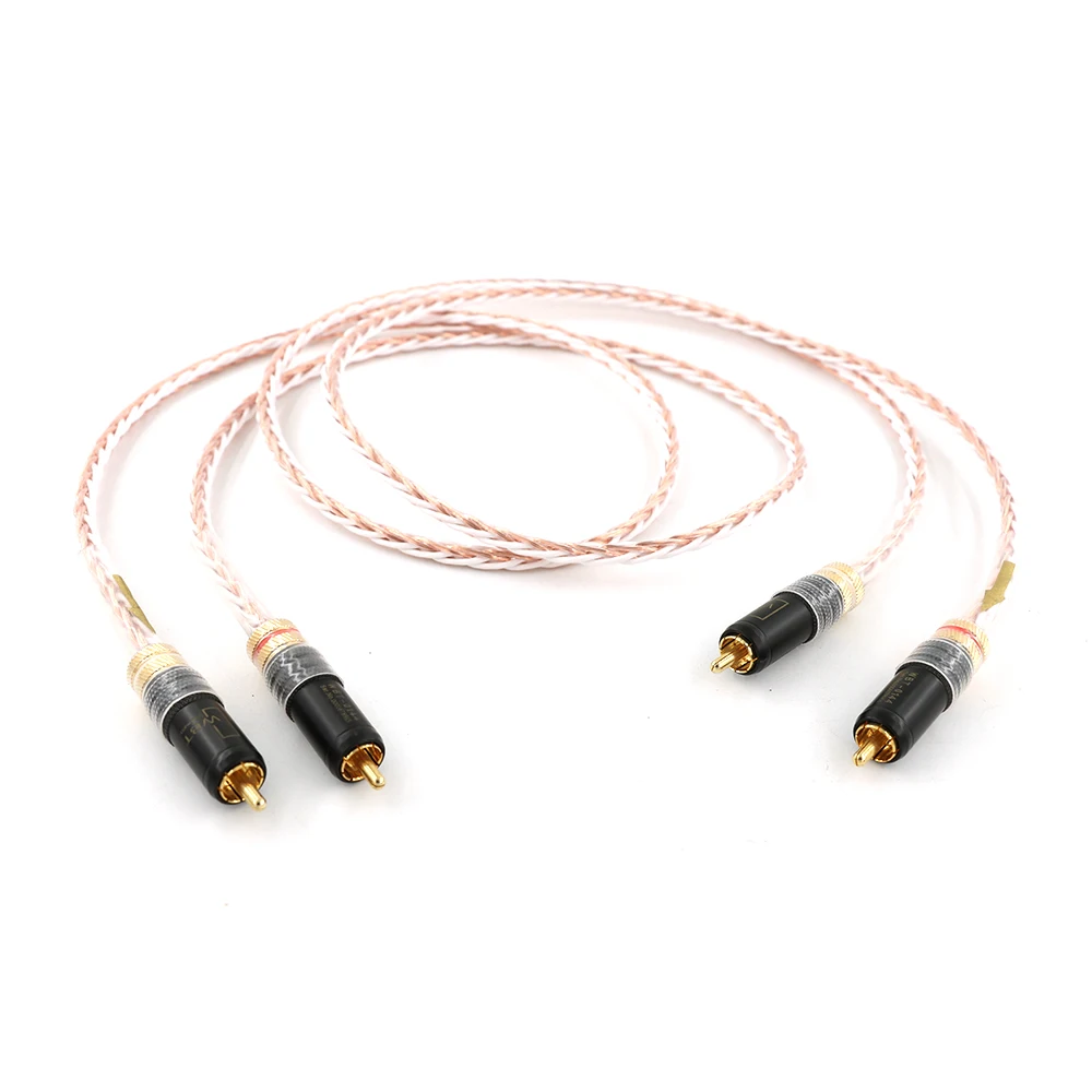 A pair of high-quality 8-core monocrystalline copper players, amplifier interconnect audio cables