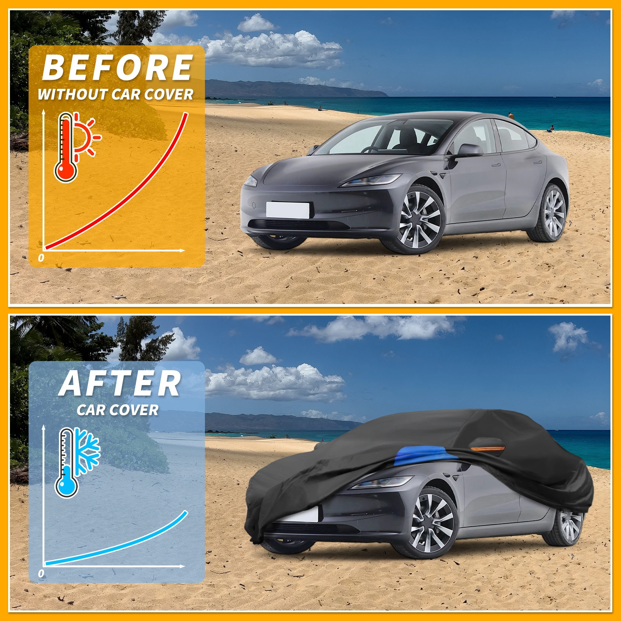 غطاء سيارة Motoforti مقاوم للماء لجميع الأحوال الجوية - حماية خارجية كاملة مقاومة للأشعة فوق البنفسجية لسكودا Enyaq 210D-PU