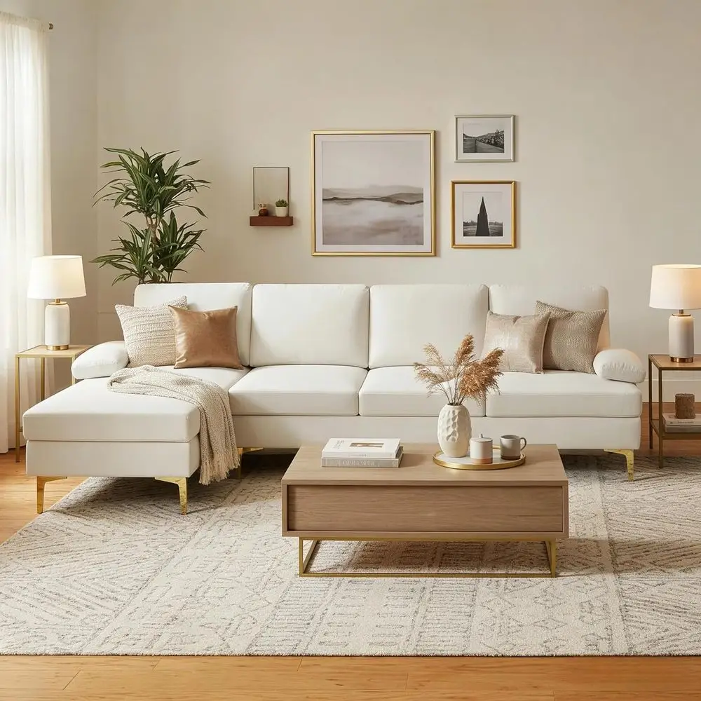 

Угловой секционный диван с ножками, 99-дюймовый диван-шезлонг, мягкая мебель для гостиной