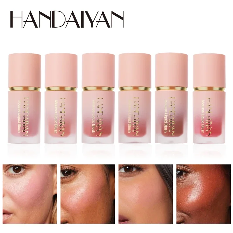 HANDAIYAN 6 cores Matte Liquid BlushEasy para aplicar cabeça de escova de esponja de blush à prova d'água de longa duração