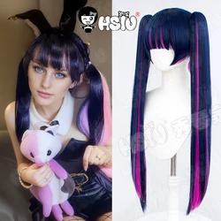 Stocking Anarchy Cosplay Wig HSIU 90CM dark blue rose red mixed ponytail long Wig Anime Panty & Stocking with Garterbelt Cosplay