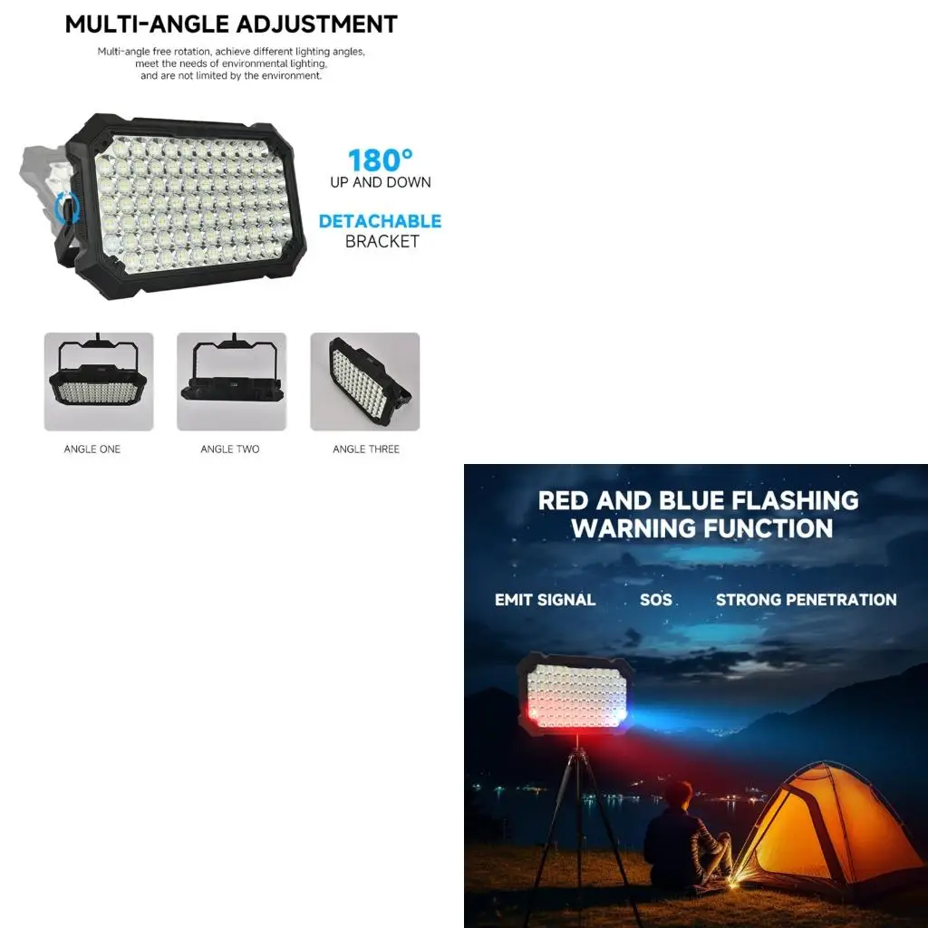  Lightweight ABS Material Work Light With 206 LEDs And Red Blue Flashing Modes