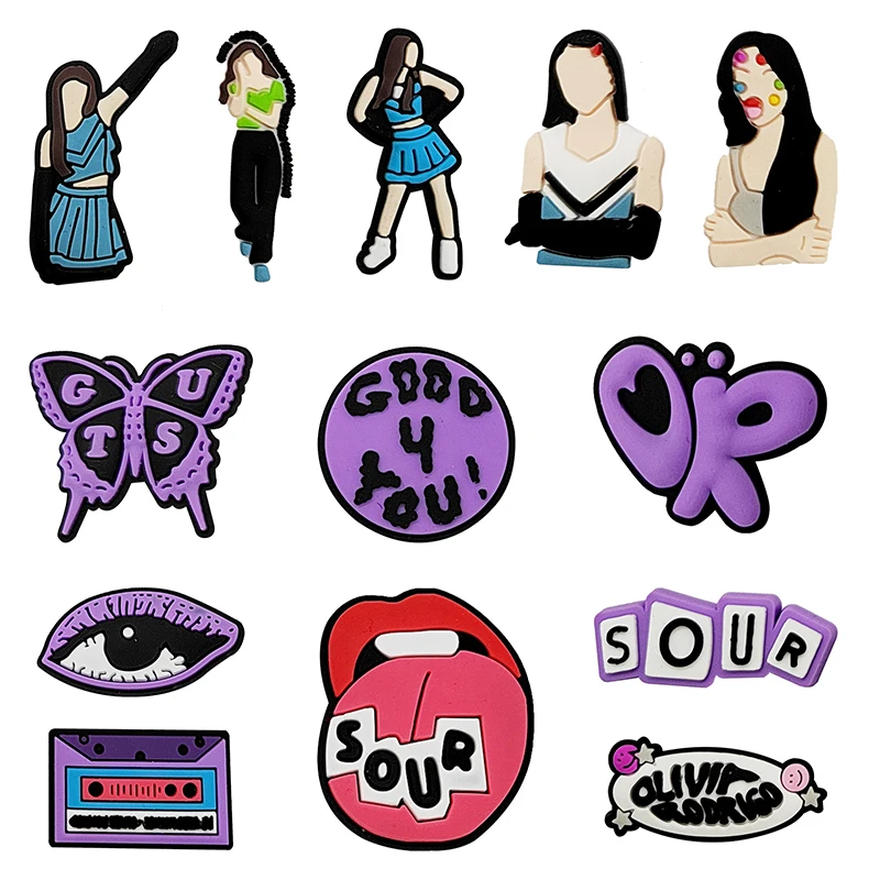 13 Stuks Nieuwe Collectie Olivia Rodrigo Sour Pins Voetbal Schoen Bedels Siliconen Rugzak Polsband Ornament Dropshipping Groothandel Bulk