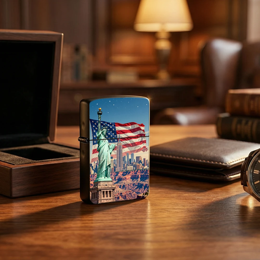 Vintage Collectible Lighters - Flip Top Lighter USA Liberty Statue