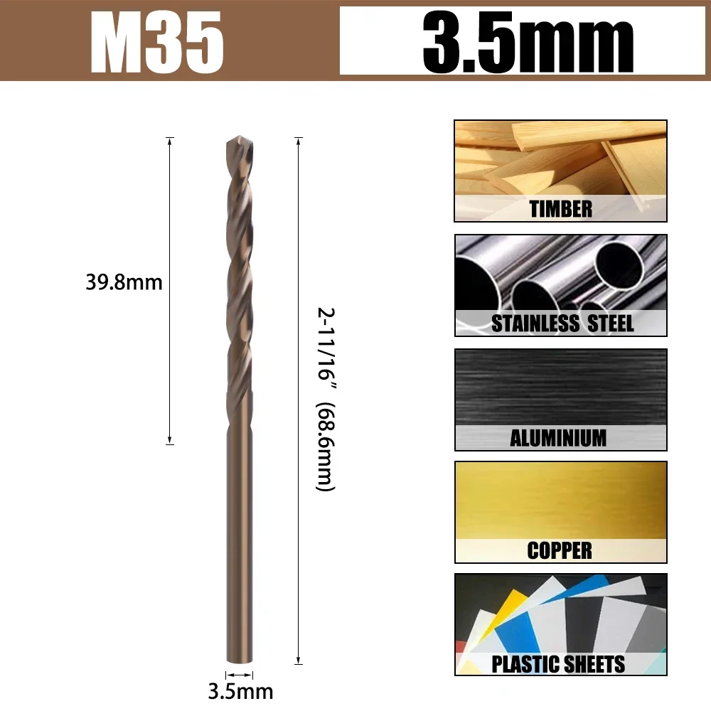 LAVIE HSS M35 Kobalt-Spiralbohrer 1-5mm, Vollgeschliffener Superharter Hochgeschwindigkeitsstahl-Set für Holz, Metall, Edelstahl – Detail 9