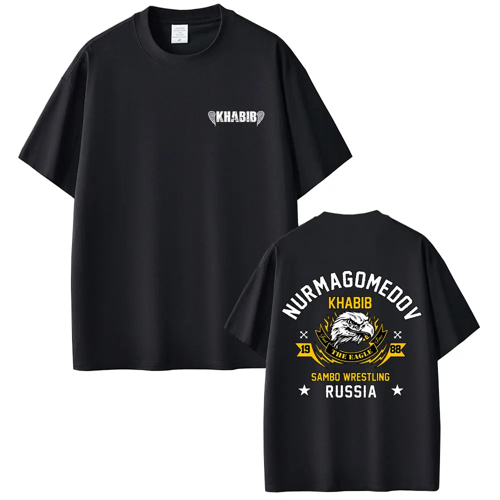 Russian Fighter Khabib Dagestan Eagle Graphic T-shirt Men Boxing Fitness Gym Oversized T Shirt Men's Casual 100% Cotton T-shirts