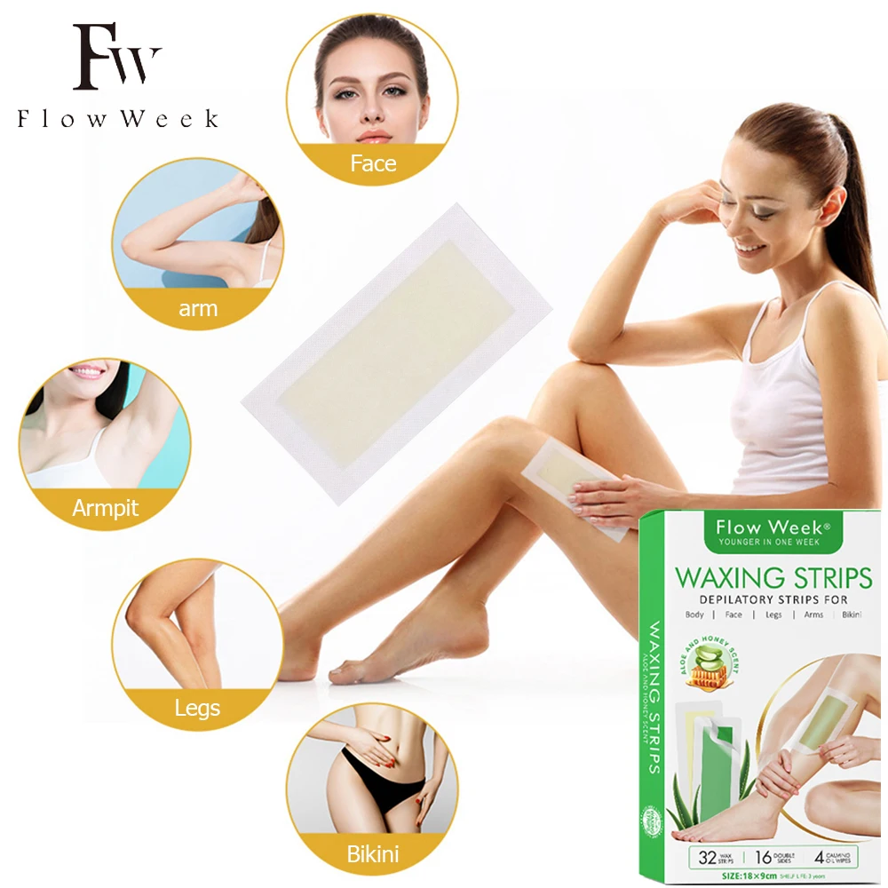Flow Week Hair Removal Wax Strips Waxing Papers Underarm Wax Strip Paper Waxing Wipe Sticker Beauty Tool for Face Body
