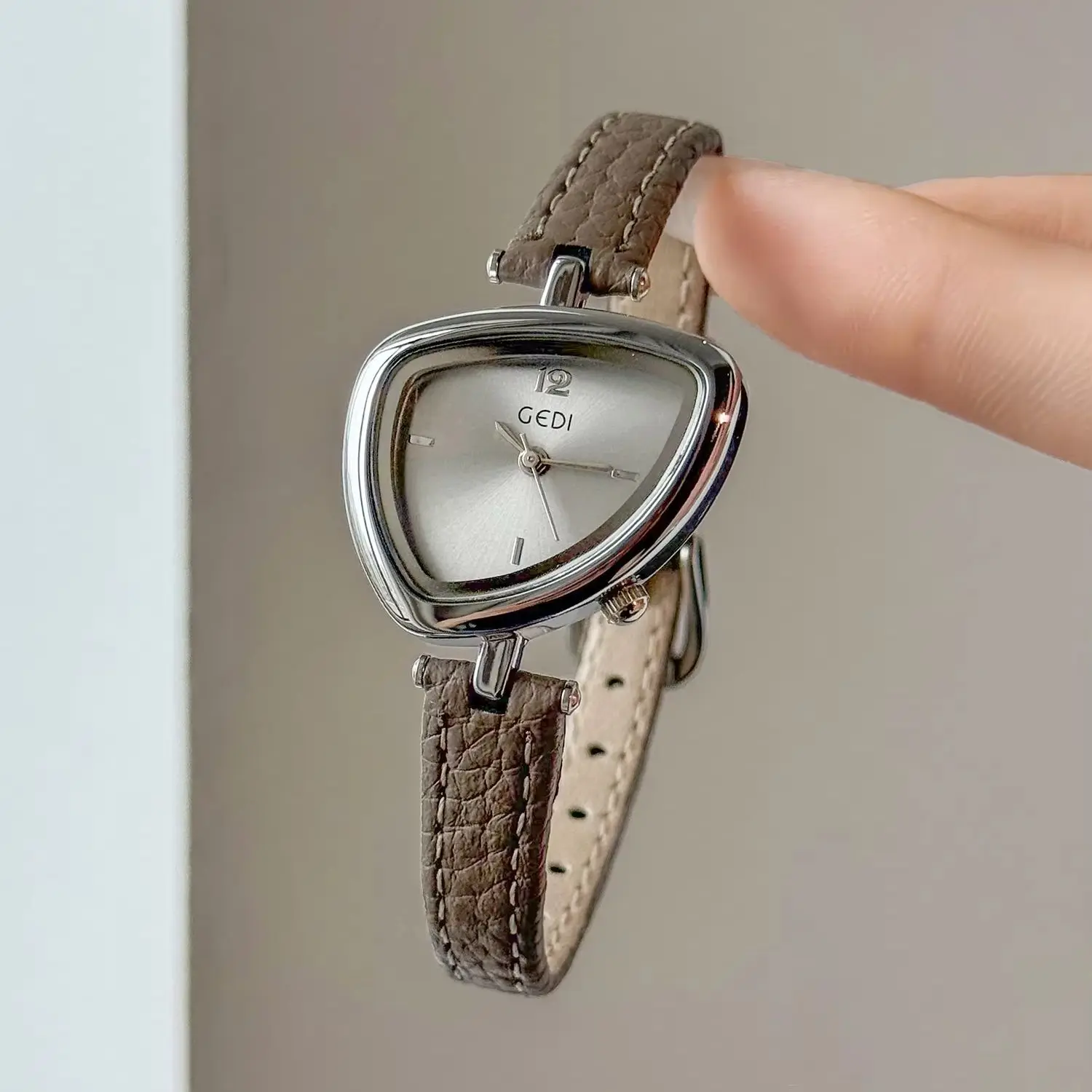 Fashionable Luxury Woman' Watch with Asymmetrical Design, Leather Strap, Small Dial, Quartz Movement - 2025 New Arrival