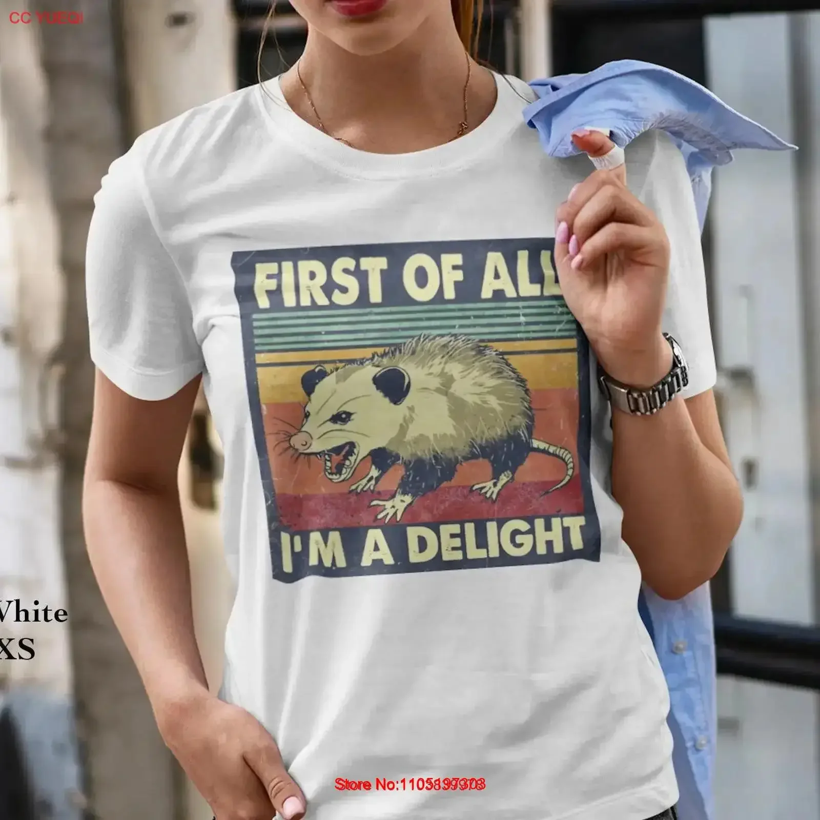 

Футболка или толстовка с забавным принтом опоссума "First Of All I'm A Delight", винтажный стиль, повседневная, универсальная, мягкая, с графическим принтом.