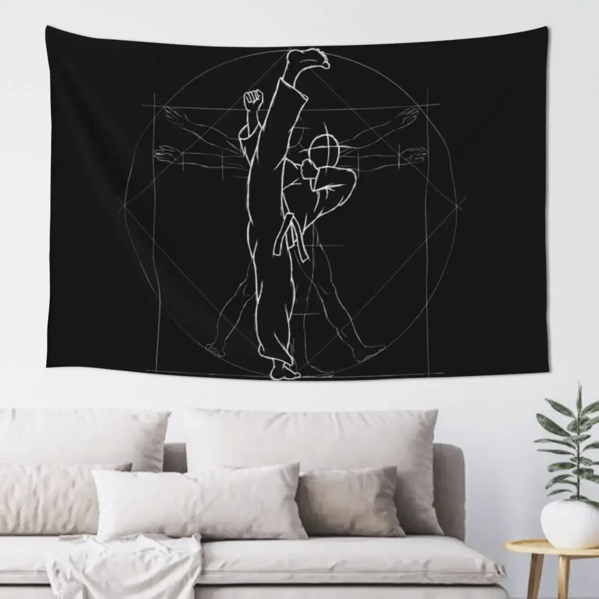 Tae Kwon Do Roundhouse Kick Vitruvian Man Tapestry Home Decor Accessories Decoration For Rooms Tapestry