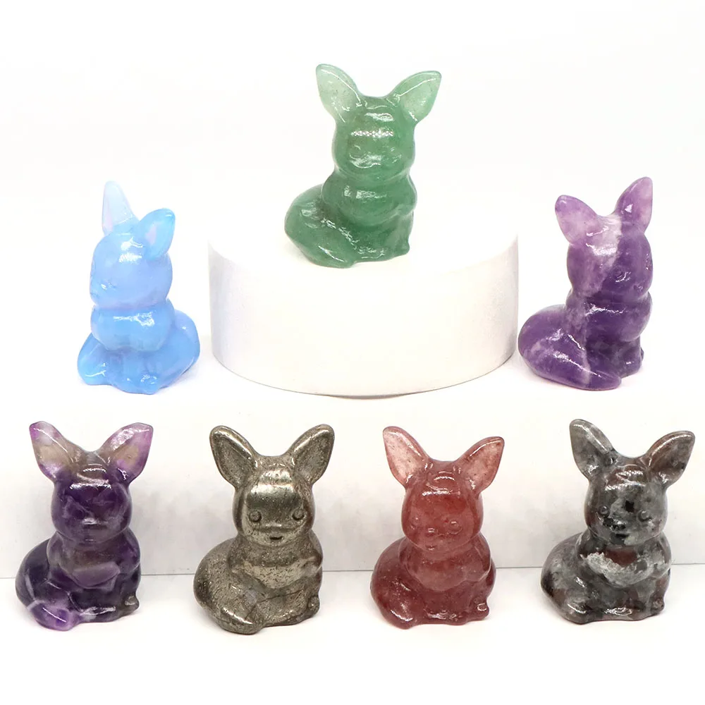 

1.2" Cartoon Fantastic Animal Statue Natural Stones Reiki Healing Crystal Quartz Carving Gems Figurine Home Decor Children Gifts