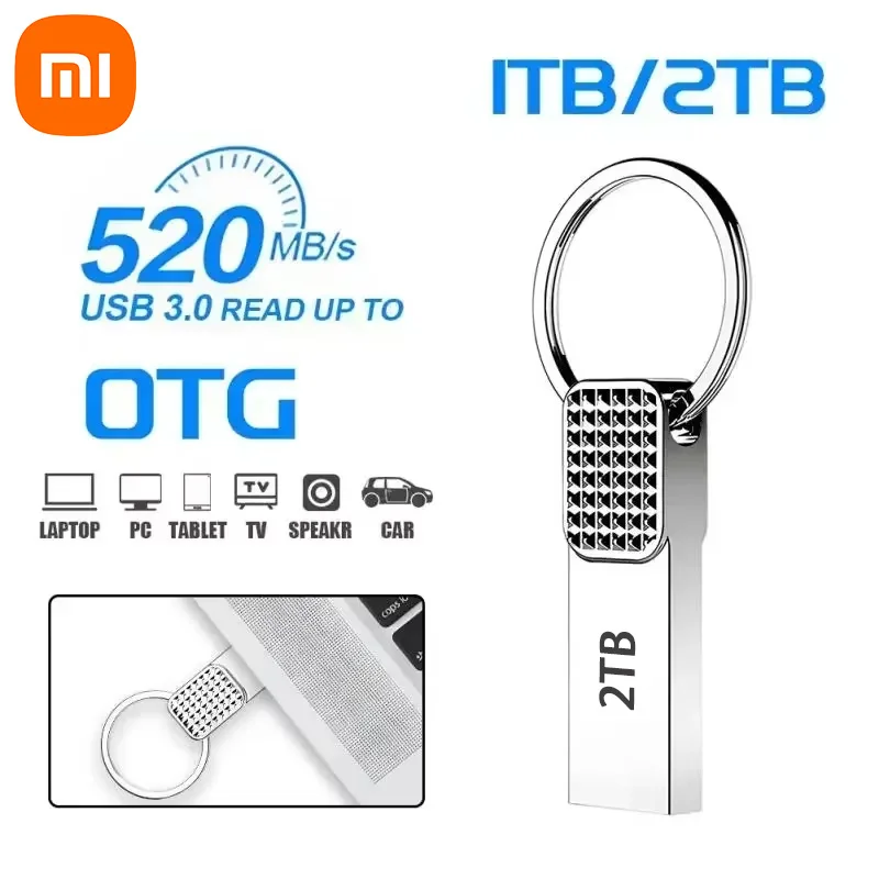 Xiaomi USB 2TB 512GB USB Flash Drive Металлический USB 3.0 Pen Drive Key 1TB Type C Высокоскоростной Pendrive 128 ГБ Мини-флеш-накопитель для телефона