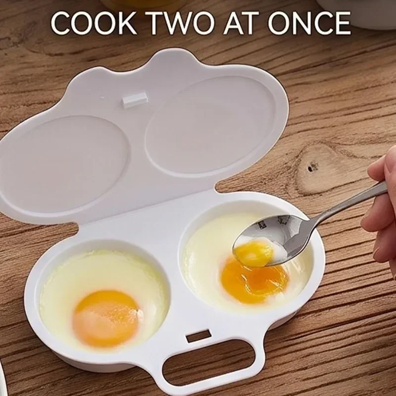 1-6Pcs Double-Grid Egg Steamer PP Multi-Functional Quick Cooking Tray Sealed Splash-Proof Egg Fryer Molds Home Kitchen Gadgets